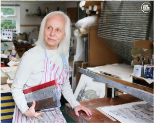 Joy Godfrey, Screen Print Artist from West Yorkshire in her print room